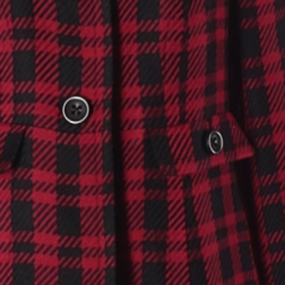 Apt. 9 size M burgundy & black plaid button up lined long sleeve wool blend coat - Picture 5 of 16